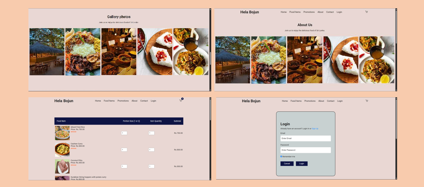 Hela Bojun - Sri Lankan Restaurant Website